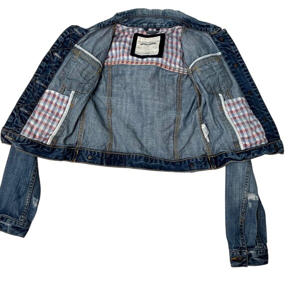 Abercrombie & Fitch Girls Denim Trucker Jacket Youth Large Blue Medium Wash - Picture 8 of 15